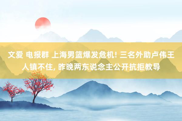 文爱 电报群 上海男篮爆发危机! 三名外助卢伟王人镇不住， 昨晚两东说念主公开抗拒教导